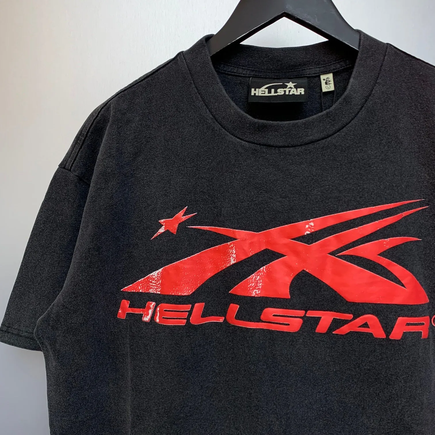 P126 Custom Cut and sew garment in Los Angeles. Dyed and potassium sprayed with jumbo screen print. Fits slightly oversized. Gentle wash tumble dry. Dry clean preferred Newly popular Hellstar short-sleeved T-shirt!  Standard beauty and trendy workmanship, original customization (fabric, pattern, printing, hang tag, main mark, etc.), exaggerated style, explosive style, dare to break through tradition, bring adventurous new fashion experience!  YoungBoy, the most popular rapper in the youth circle, has shot a lot of models for him, and celebrities such as Dababy and Swae Lee frequently get dressed!  color: Vintage Black (washed black)