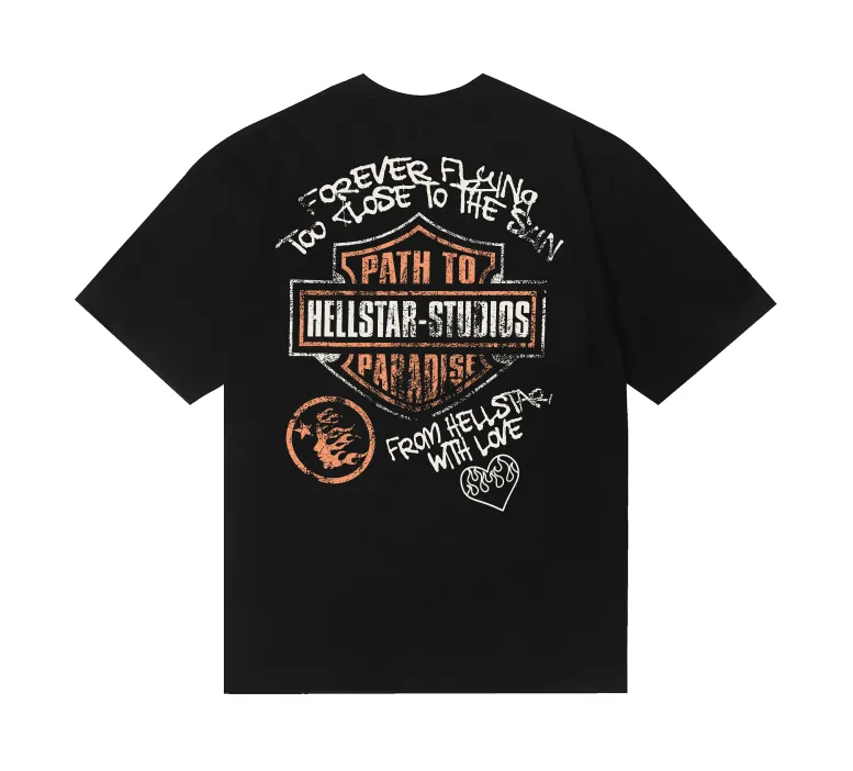 6760# P116 Hellstar American fashion high street pure cotton loose short-sleeved T-shirt Color: black gray dark coffee Size: S M L XL