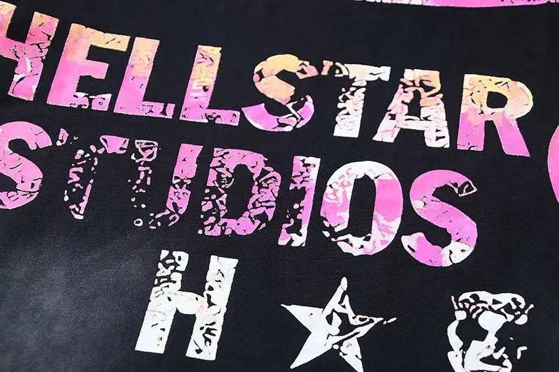 P124 Hellstar Hellstar Cross-border European and American style street fashion brand pure cotton T-shirt Fabric (fabric): 32 counts 250g washed combed double yarn pure cotton Size (size): S-M- L- X L Color (colour): Washed black (spray Ma Liu)