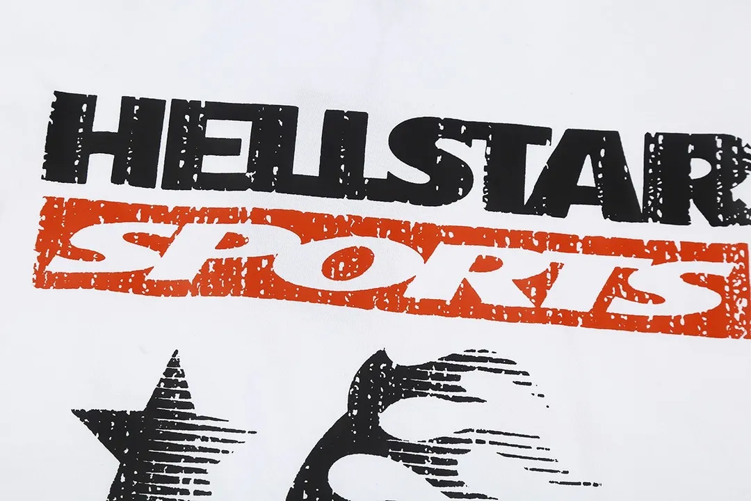 8819# P160 Hellstar high-quality Hellstar American trendy printed cotton terry crew neck sweatshirt Color: White Black Size: S M L XL