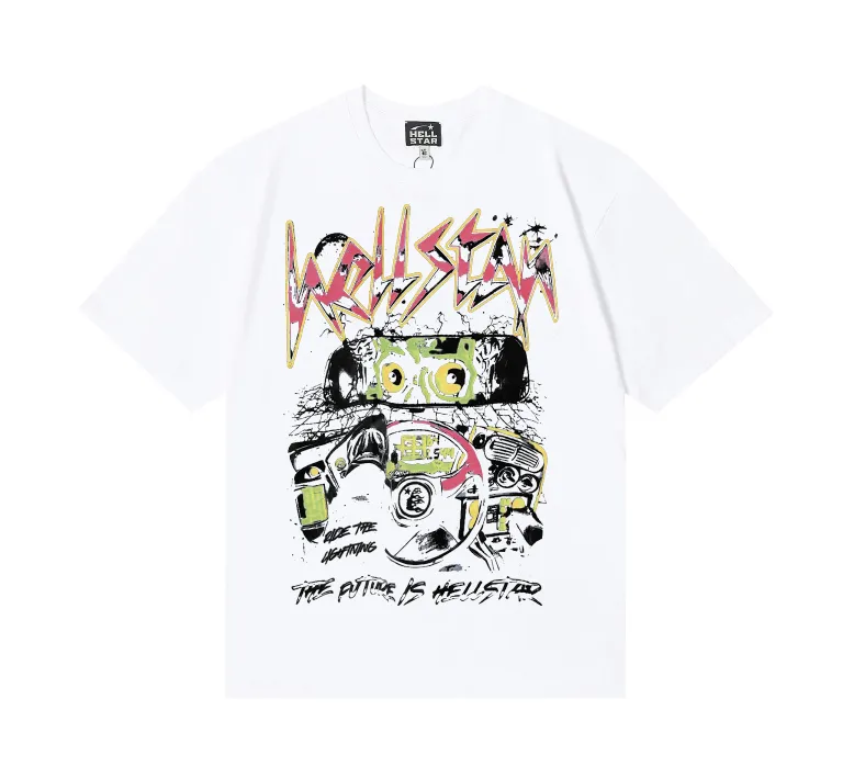 6715# P116 Hellstar American fashion high street pure cotton loose short-sleeved T-shirt Color: White Black Size: S M L XL