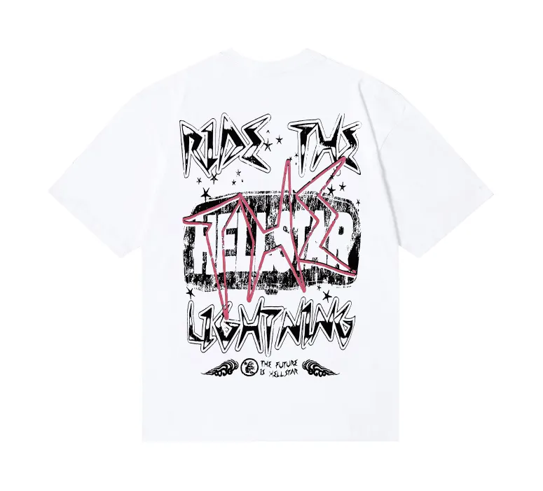 6715# P116 Hellstar American fashion high street pure cotton loose short-sleeved T-shirt Color: White Black Size: S M L XL
