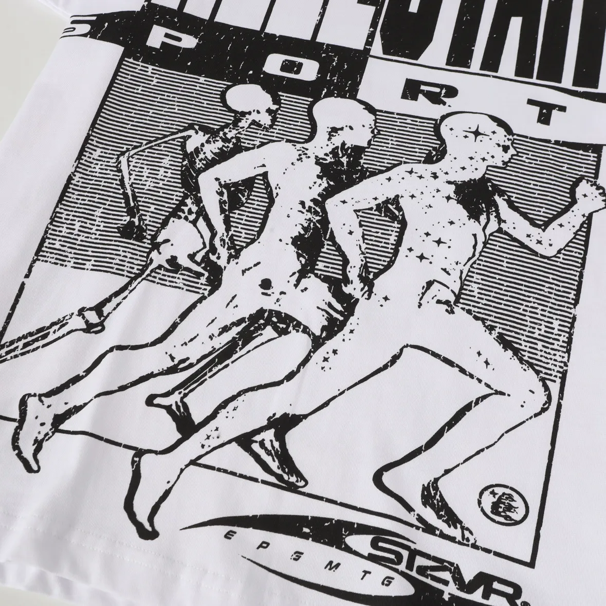 P108 Real-stock Hellstar Cross-border European and American style, street fashion brand pure cotton T-shirt Fabric (fabric): 32 pieces of 240g heavy combed double yarn pure cotton Size (size): S-M- L- X L Color (colour): white