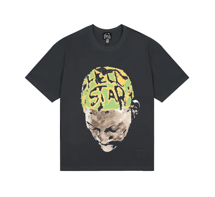 6793# P116 Hellstar American fashion high street pure cotton loose short-sleeved T-shirt Color: Black Gray Size: S M L XL