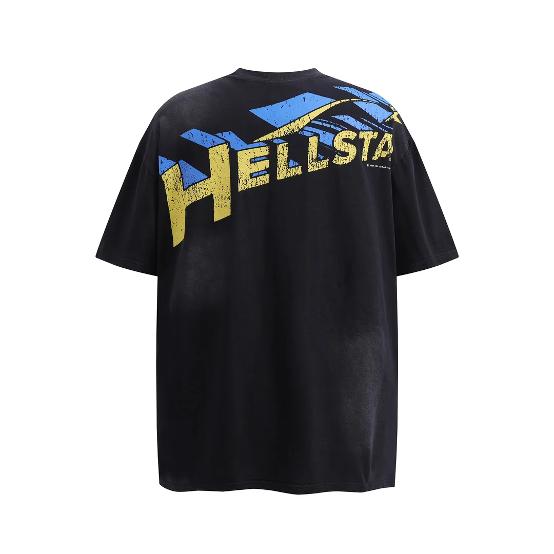 P134 HELLSTAR SUPERHERO T SHIRT HALLOWEEN original spray-painted distressed cotton T-shirt, the new hot beauty trend Hellstar!  Standard beauty and trendy workmanship, original customization (fabric, pattern, printing, hang tag, main mark, etc.), exaggerated style, explosive style, dare to break through tradition, bring adventurous new fashion experience!   YoungBoy, the most popular rapper in the youth circle, has shot a lot of models for him, and celebrities such as Dababy and Swae Lee frequently get dressed!  color: black Size: S, M, L, XL