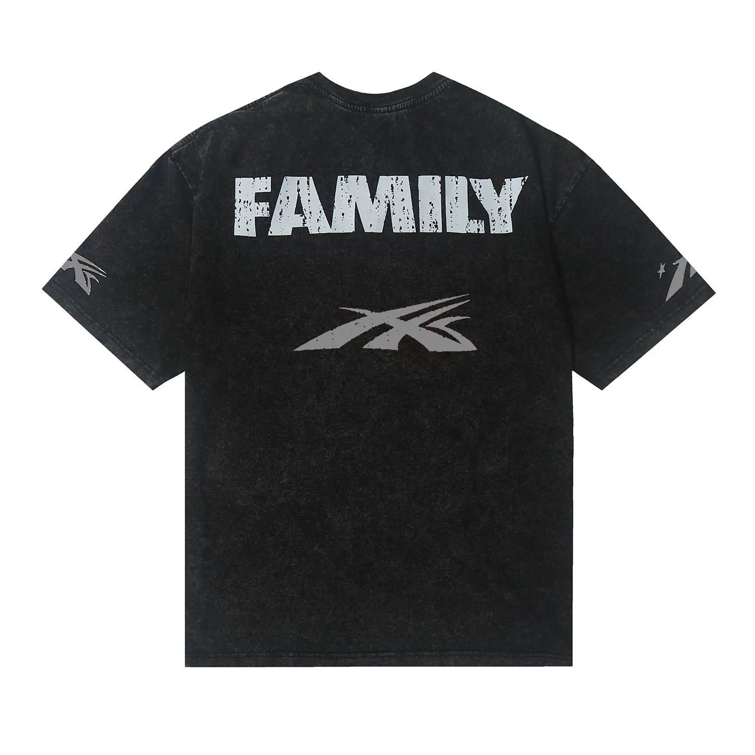 7739# P124 Washed Hellstar Hellstar ins same style retro printed tops for men and women, casual and trendy pure cotton washed short-sleeved T-shirt Color: Black Size: S M L XL