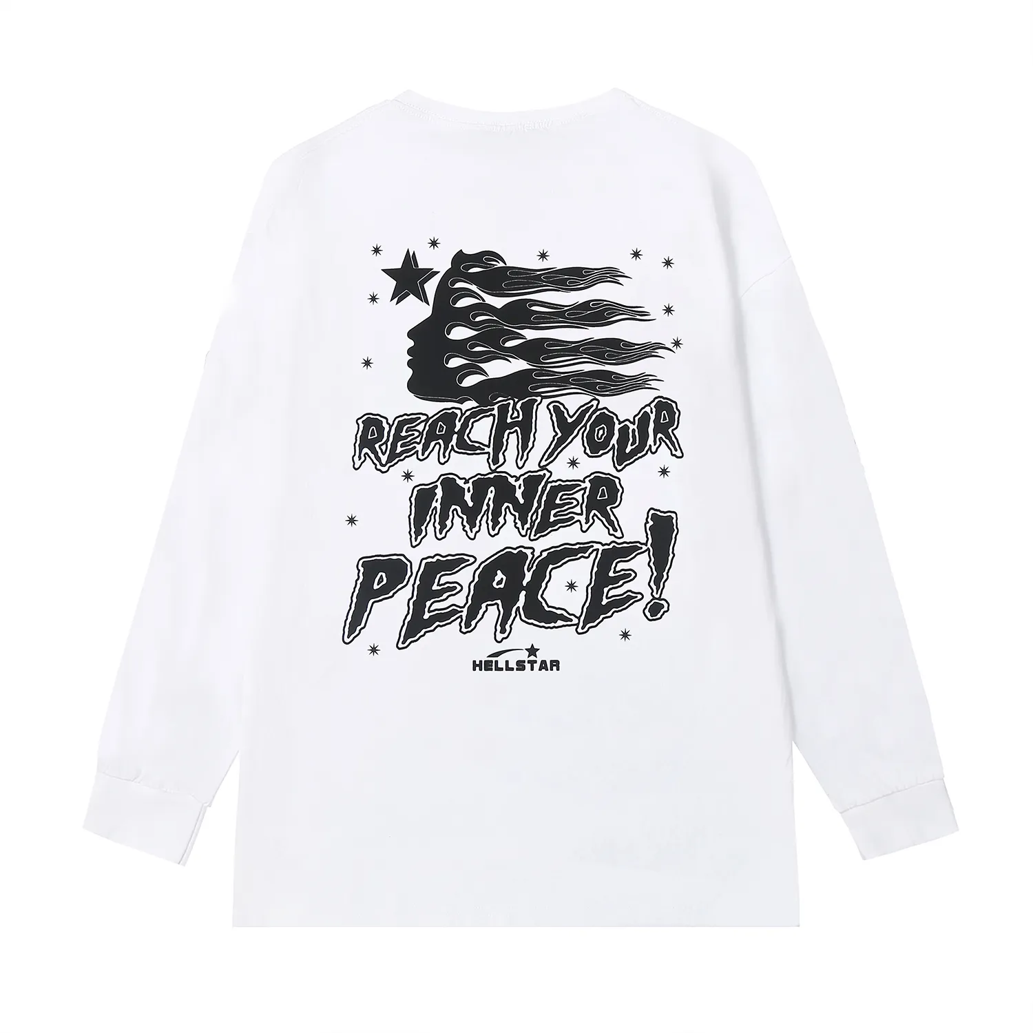 5518# P136 Hellstar Hellstar letter print lightning high street men and women hip-hop loose long-sleeved T-shirt Color: Black White Size: S M L XL
