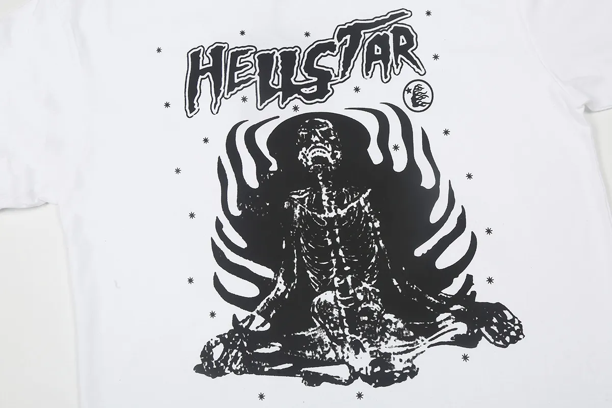 5518# P136 Hellstar Hellstar letter print lightning high street men and women hip-hop loose long-sleeved T-shirt Color: Black White Size: S M L XL