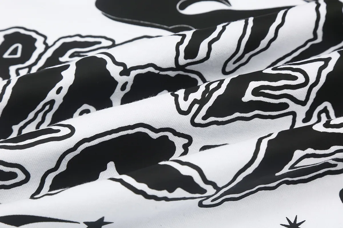 5518# P136 Hellstar Hellstar letter print lightning high street men and women hip-hop loose long-sleeved T-shirt Color: Black White Size: S M L XL