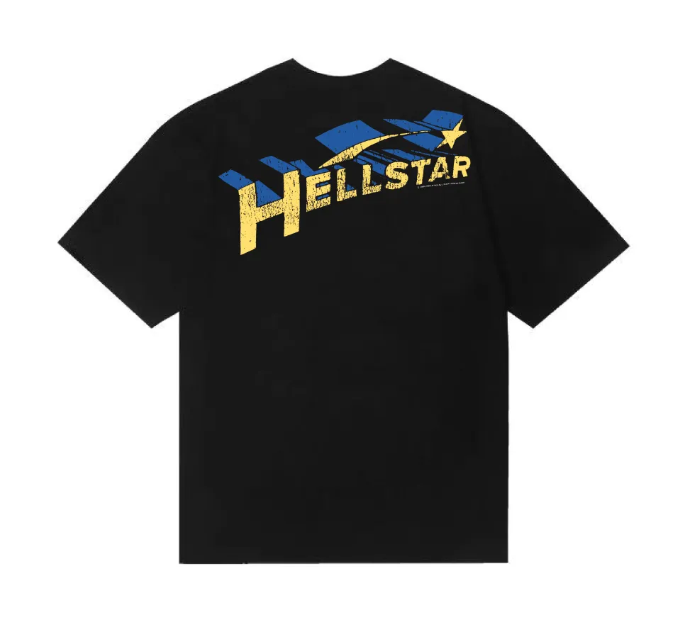 6800# P112 Hellstar American fashion high street pure cotton loose short-sleeved T-shirt Color: Black Size: S M L XL