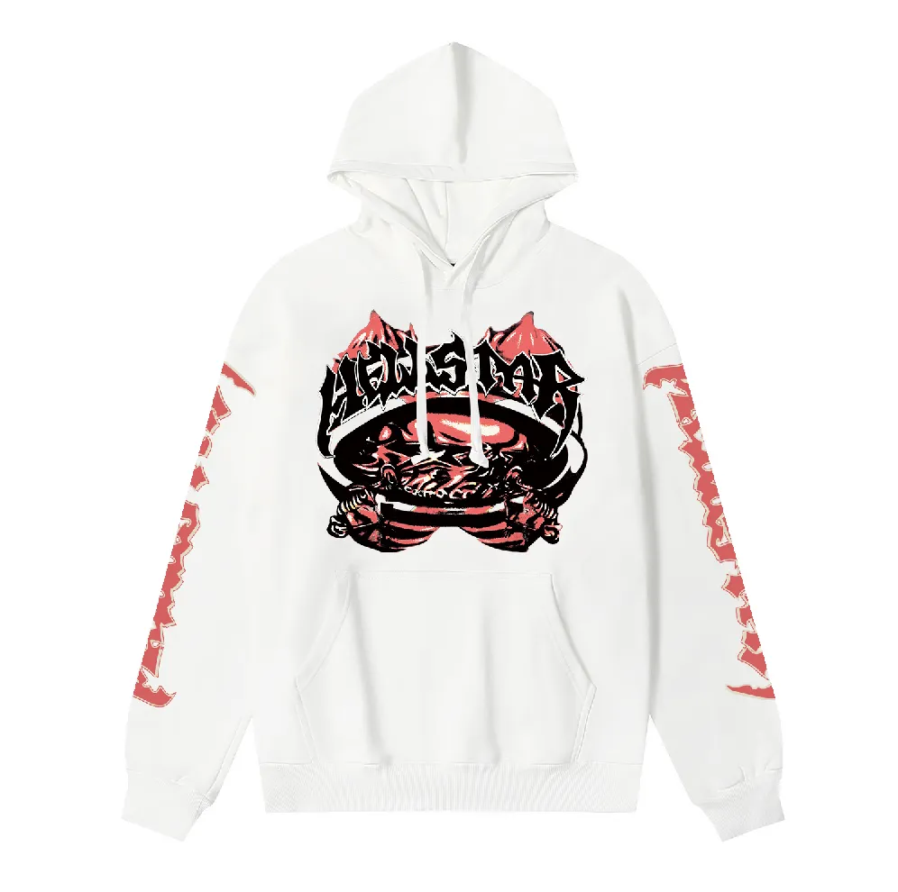 9916# P196 Ins American hip-hop trendy brand hellstar letter printed high street loose hooded pullover sweatshirt for men and women Color: Black White Size: S M L XL