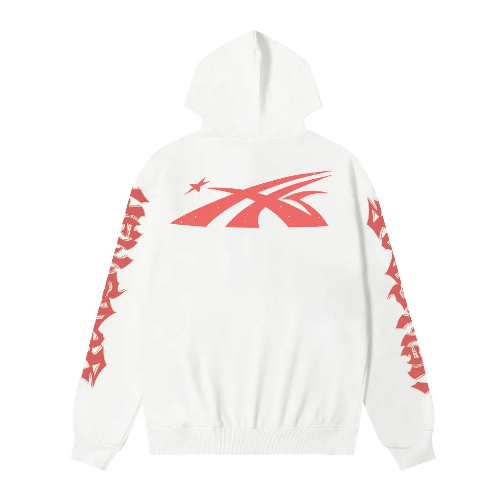 9916# P196 Ins American hip-hop trendy brand hellstar letter printed high street loose hooded pullover sweatshirt for men and women Color: Black White Size: S M L XL