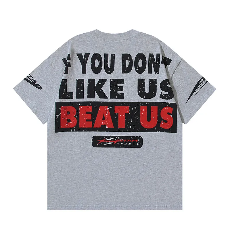 P116 Real shot of Hellstar Hellstar high street pure cotton loose short-sleeved T-shirt Fabric: 240g 32 count fine cotton double yarn pure cotton Color: Gray Size: S M L XL