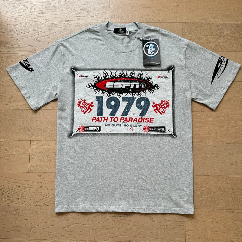 P116 Real shot of Hellstar Hellstar high street pure cotton loose short-sleeved T-shirt Fabric: 240g 32 count fine cotton double yarn pure cotton Color: Gray Size: S M L XL