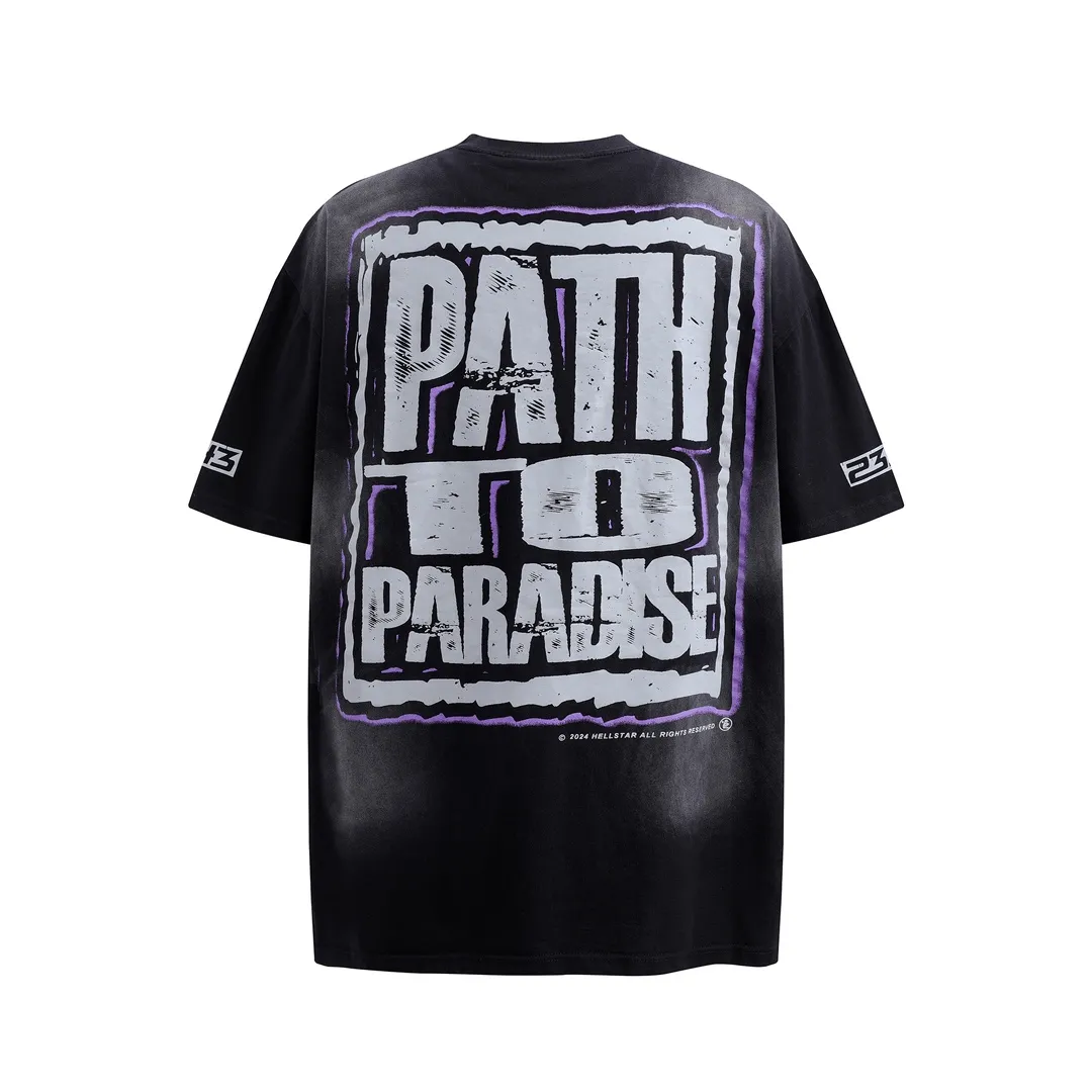 P134 Hellstar Halloween Jesus Path 2 Paradise High-quality short-sleeved T-shirt, the new hot beauty trend Hellstar!  Standard beauty and trendy workmanship, original customization (fabric, pattern, printing, hang tag, main mark, etc.), exaggerated style, explosive style, dare to break through tradition, bring adventurous new fashion experience!   YoungBoy, the most popular rapper in the youth circle, has shot a lot of models for him, and celebrities such as Dababy and Swae Lee frequently get dressed!  color: black Size: S, M, L, XL