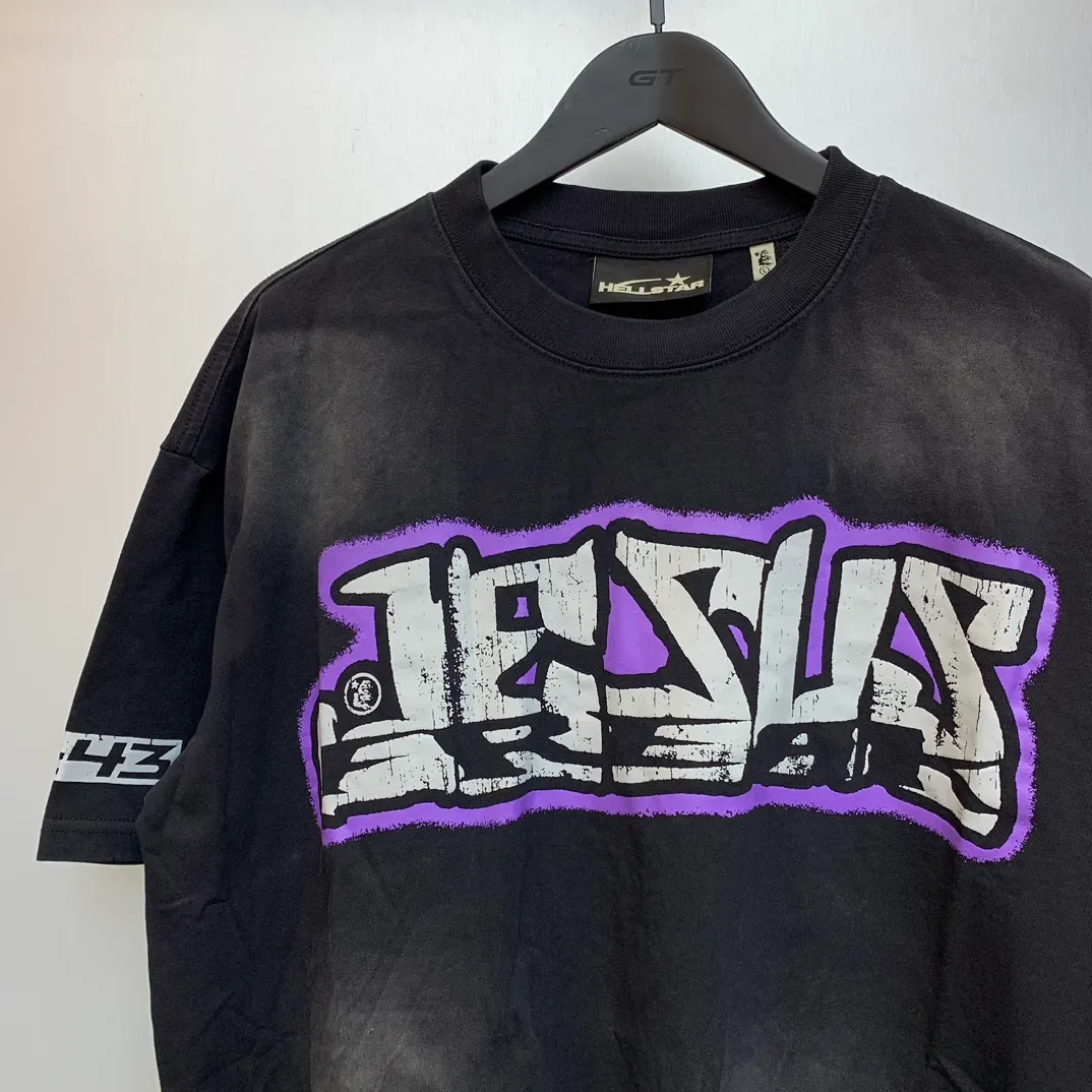 P134 Hellstar Halloween Jesus Path 2 Paradise High-quality short-sleeved T-shirt, the new hot beauty trend Hellstar!  Standard beauty and trendy workmanship, original customization (fabric, pattern, printing, hang tag, main mark, etc.), exaggerated style, explosive style, dare to break through tradition, bring adventurous new fashion experience!   YoungBoy, the most popular rapper in the youth circle, has shot a lot of models for him, and celebrities such as Dababy and Swae Lee frequently get dressed!  color: black Size: S, M, L, XL