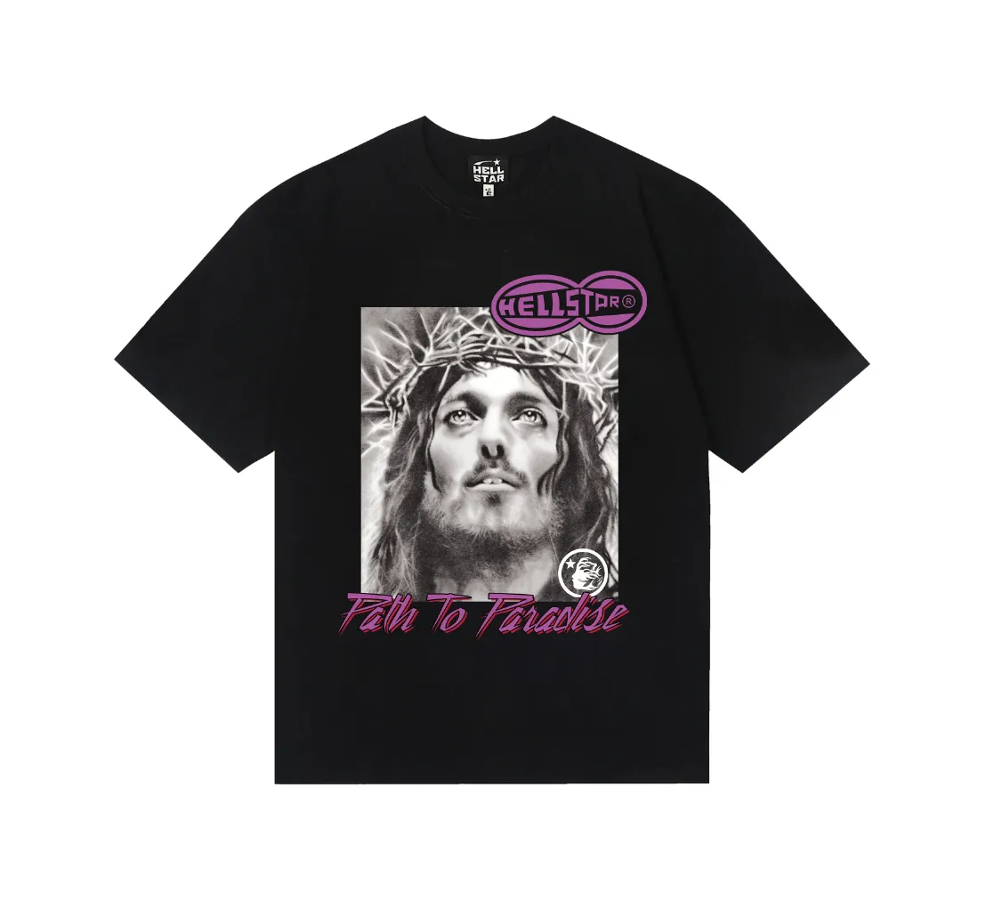 6726# P116 Hellstar American fashion high street pure cotton loose short-sleeved T-shirt Color: Black Gray Size: S M L XL