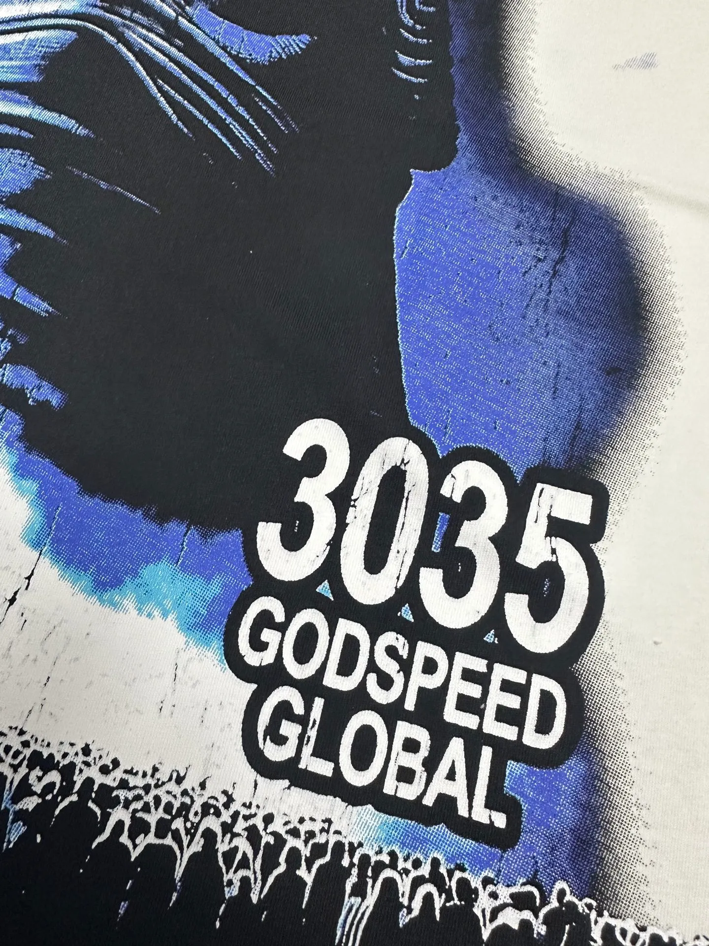 P116 5138# White I Real shot in stock (new high-definition printing) Godspeed cross-border American rock and roll street washed retro style short-sleeved T (craft printing) fabric (fabric) 32 counts combed double yarn 240 grams weight code number (size): S-M-L-XL color (colour): white 👉