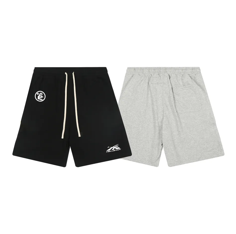 1105# P150 Hellstar pure cotton terry 350g printed casual shorts Color: black floral gray Size: S M L XL