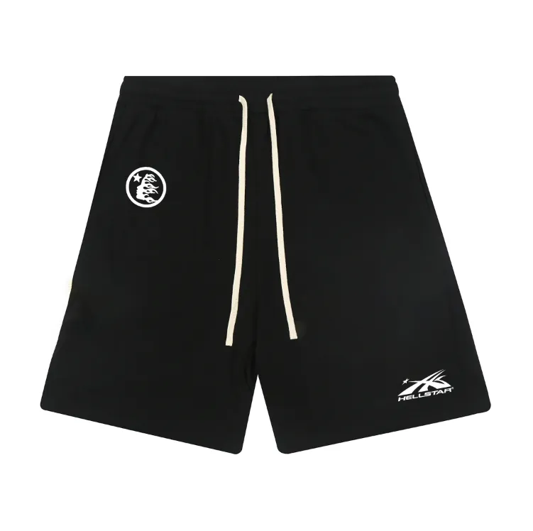 1105# P150 Hellstar pure cotton terry 350g printed casual shorts Color: black floral gray Size: S M L XL