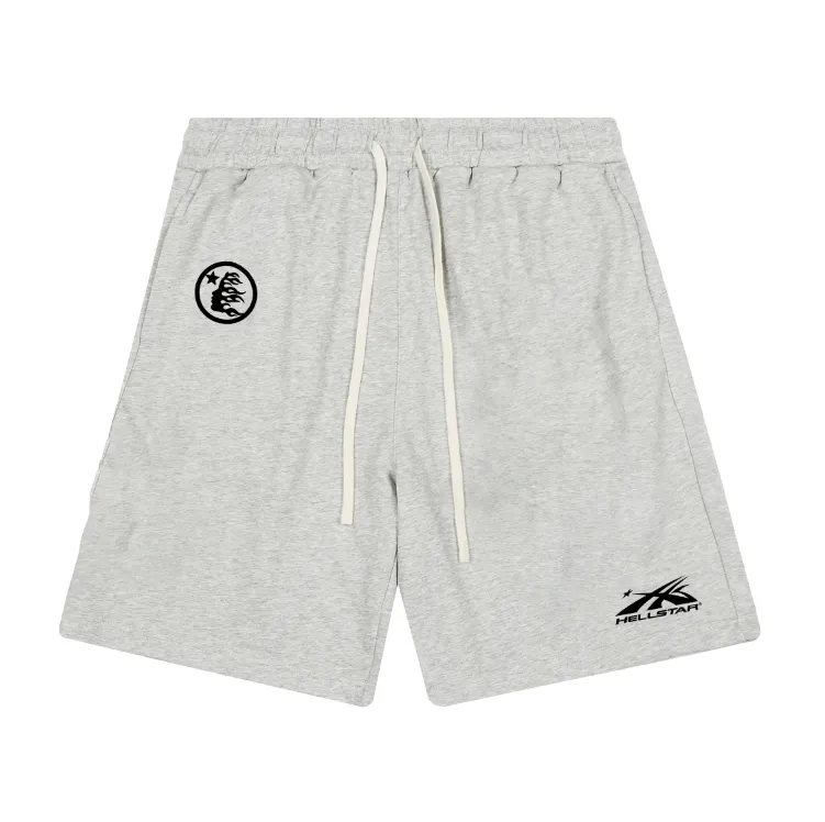 1105# P150 Hellstar pure cotton terry 350g printed casual shorts Color: black floral gray Size: S M L XL