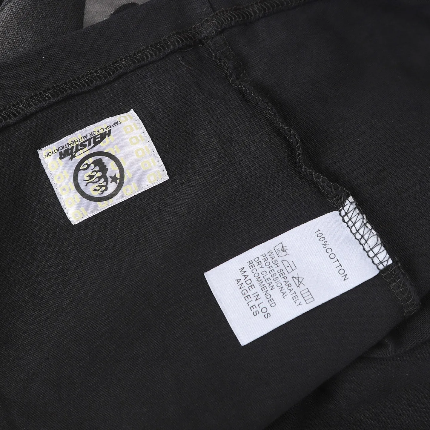P124 Real stock Hellstar Cross-border European and American style street brand pure cotton T-shirt Fabric (fabric): 32 pieces of 250g washed combed double yarn pure cotton Size (size): S-M- L- X L Color (colour): Washed black (spray Ma Liu)