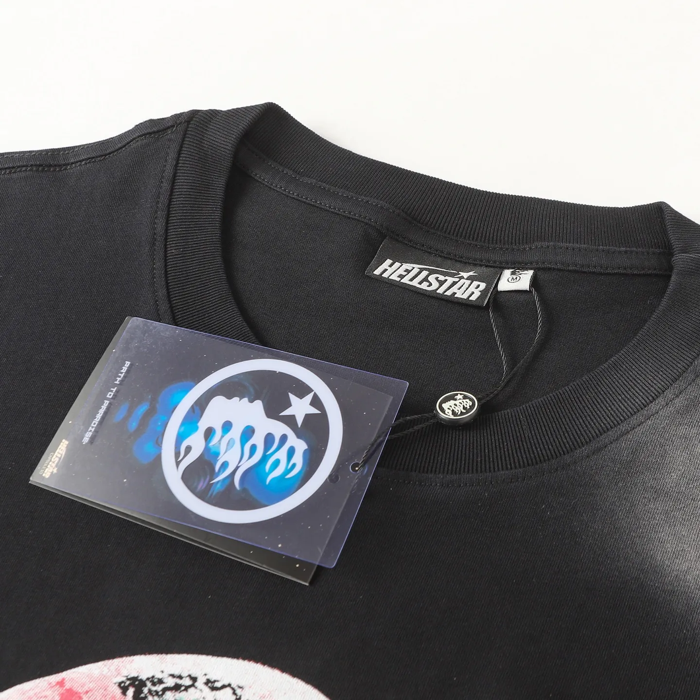 P124 Real stock Hellstar Cross-border European and American style street brand pure cotton T-shirt Fabric (fabric): 32 pieces of 250g washed combed double yarn pure cotton Size (size): S-M- L- X L Color (colour): Washed black (spray Ma Liu)