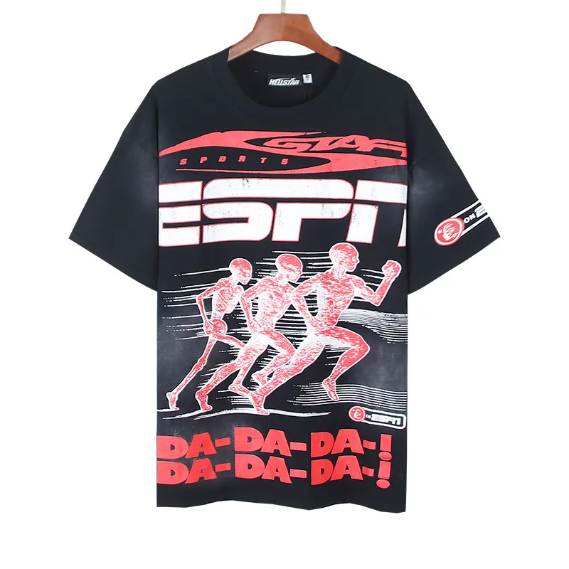 P126 Washed Black Real Shot Hellstar Hellstar Washed Retro Fashion Printed Short-Sleeved T-shirt Fabric: 250g 32 count fine cotton double yarn pure cotton Color: Washed Black Size: S M L XL
