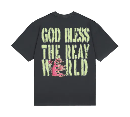 6785# P116 Hellstar American fashion high street pure cotton loose short-sleeved T-shirt Color: Black Gray Size: S M L XL