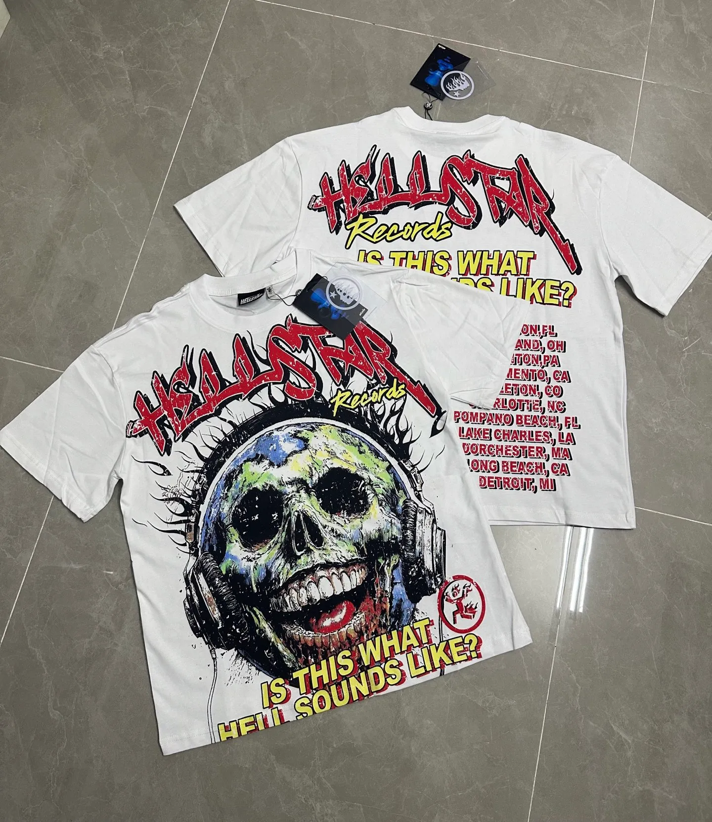 P116 778# white/pink ｜ Real stock Hellstar Cross-border European and American style, street brand pure cotton T-shirt Fabric (fabric): 32 counts of 240g heavy combed double yarn pure cotton Size (size): S-M- L- X L Color (colour): white, pink