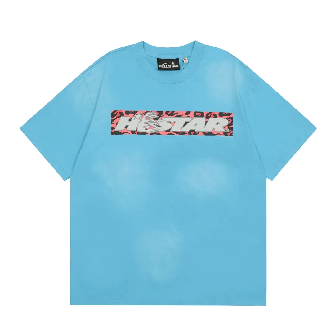 P126 HELLSTAR BOX LOGO T-SHIRT Spray Ma Liu T-shirt short sleeves, the new hot beauty trend Hellstar!  Standard beauty and trendy workmanship, original customization (fabric, pattern, printing, hang tag, main mark, etc.), exaggerated style, explosive style, dare to break through tradition, bring adventurous new fashion experience!   YoungBoy, the most popular rapper in the youth circle, has shot a lot of models for him, and celebrities such as Dababy and Swae Lee frequently get dressed!  color: BLUE Size: S, M, L, XL
