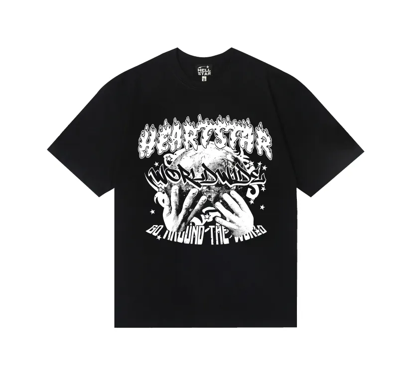 6844# P116 Hellstar American fashion high street pure cotton loose short-sleeved T-shirt Color: White Black Size: S M L XL