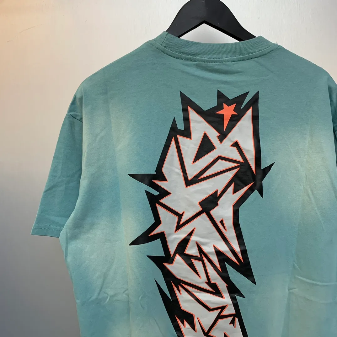 P126 Hellstar Studios Short Sleeve Tee Shirt Spray Horse T-shirt Short Sleeve The new hot beauty trend Hellstar!  Standard beauty and trendy workmanship, original customization (fabric, pattern, printing, hang tag, main mark, etc.), exaggerated style, explosive style, dare to break through tradition, bring adventurous new fashion experience!   YoungBoy, the most popular rapper in the youth circle, has shot a lot of models for him, and celebrities such as Dababy and Swae Lee frequently get dressed!  color: yellow, green, red Size: S, M, L, XL