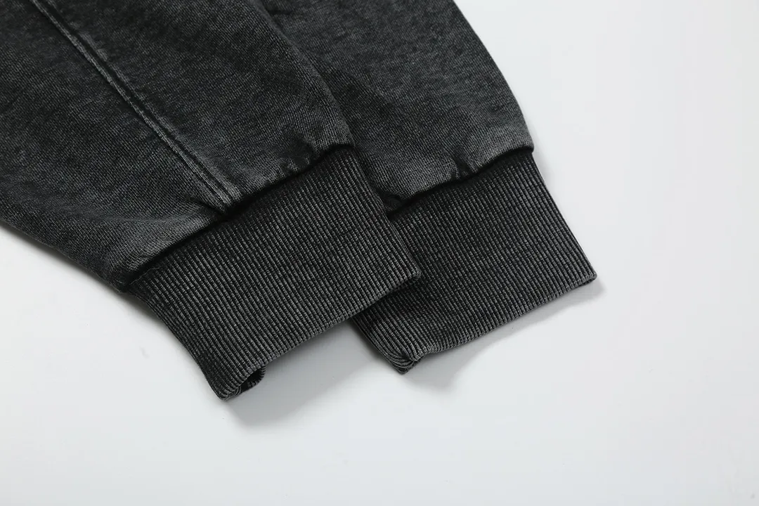 2206# P176 Washed European and American trendy brand Hellstar Washed and distressed American men and women couples casual loose round neck pocketless pullover sweatshirt Color: Black Size: S M L XL