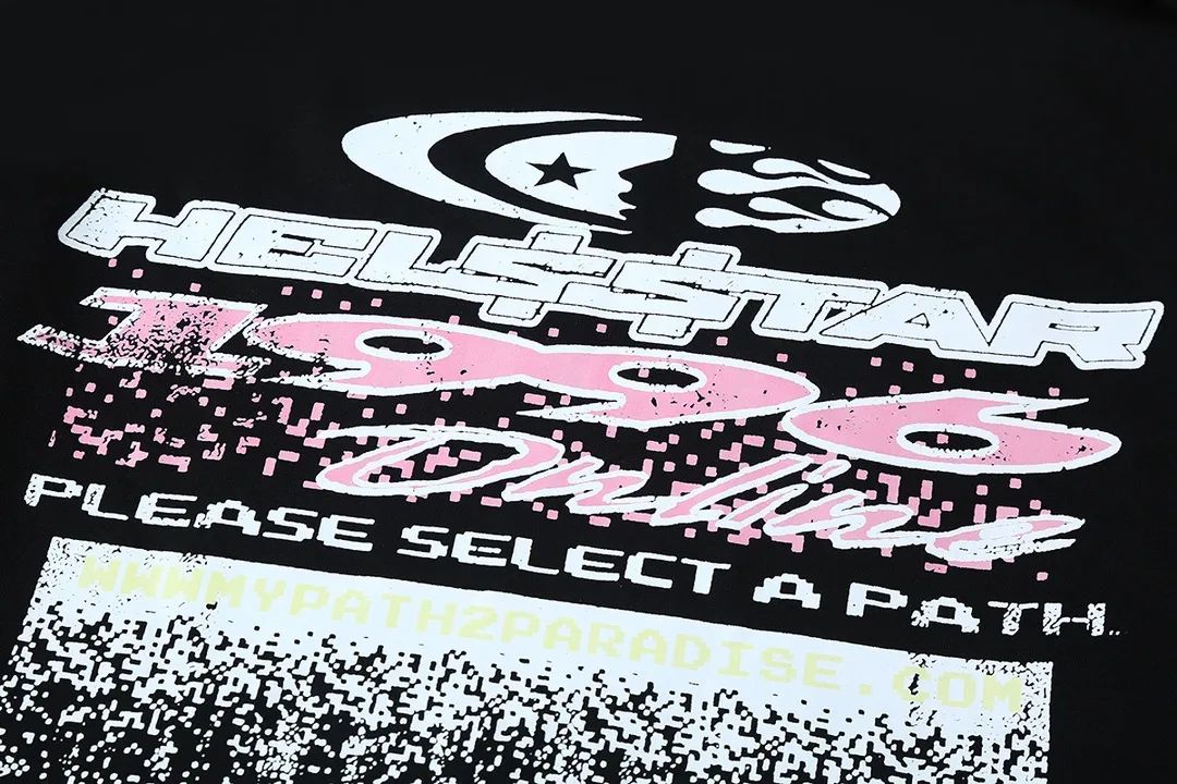 5509# P136 Hellstar Hellstar letter print lightning high street men and women hip-hop loose long-sleeved T-shirt Color: White Black Size: S M L XL