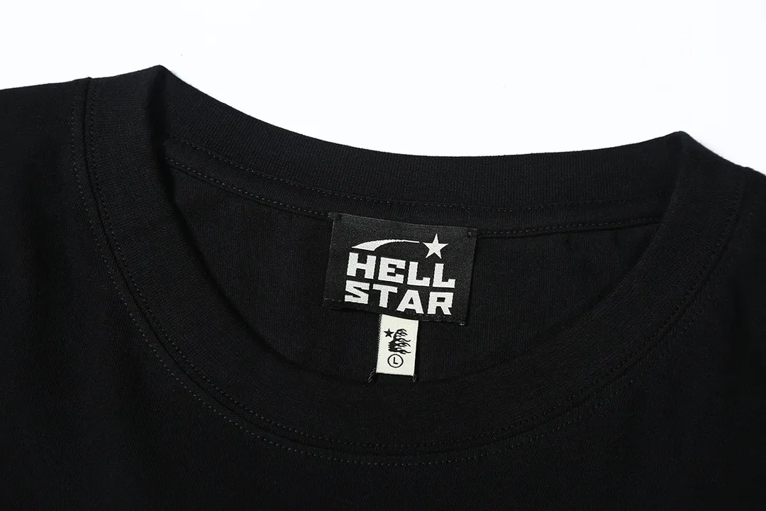 5506# P136 Hellstar Hellstar letter print lightning high street men and women hip-hop loose long-sleeved T-shirt Color: White Black Size: S M L XL