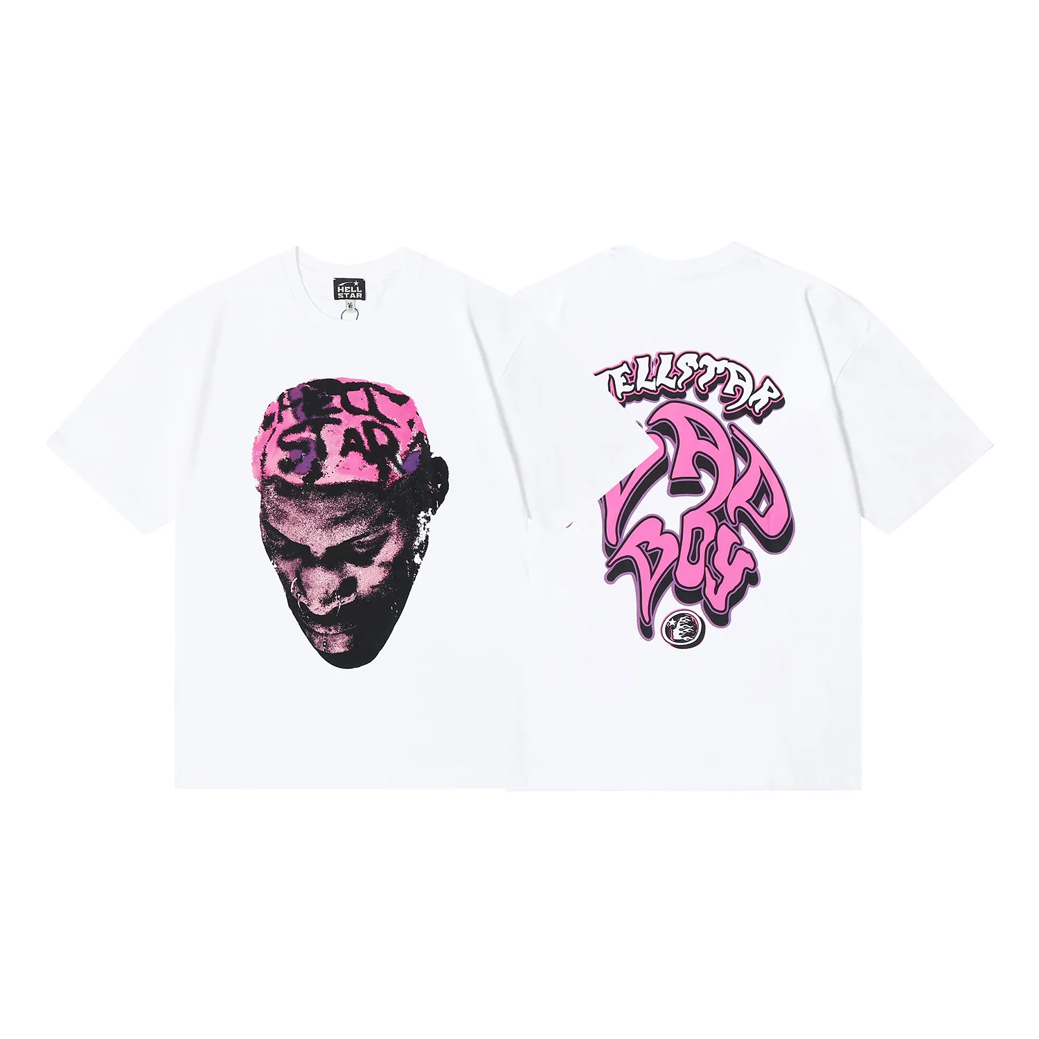 6611# P116 Hellstar Rodman vintage short-sleeved American street retro hip-hop oversize printed T-shirt Color: White Size: S M L XL