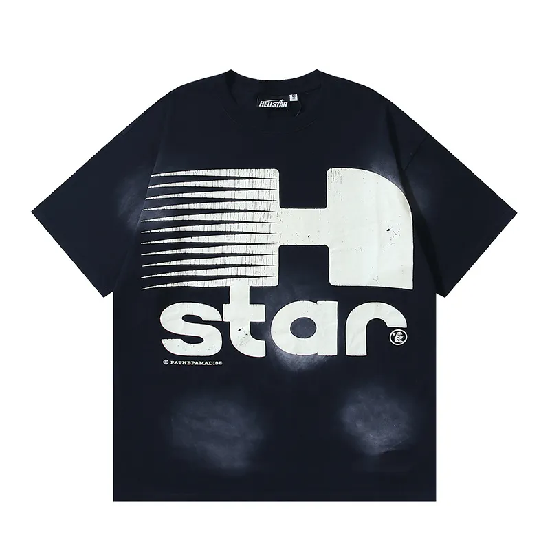P126 Washed Black Real Shot Hellstar Hellstar Washed Retro Fashion Printed Short-Sleeved T-shirt Fabric: 250g 32 count fine cotton double yarn pure cotton Color: Washed Black Size: S M L XL