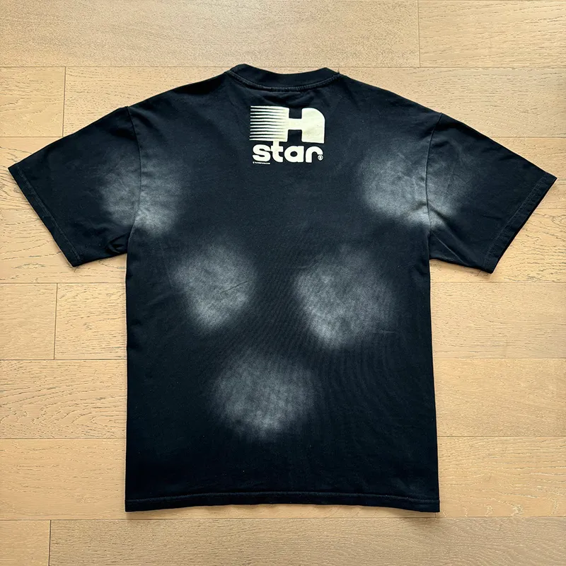 P126 Washed Black Real Shot Hellstar Hellstar Washed Retro Fashion Printed Short-Sleeved T-shirt Fabric: 250g 32 count fine cotton double yarn pure cotton Color: Washed Black Size: S M L XL
