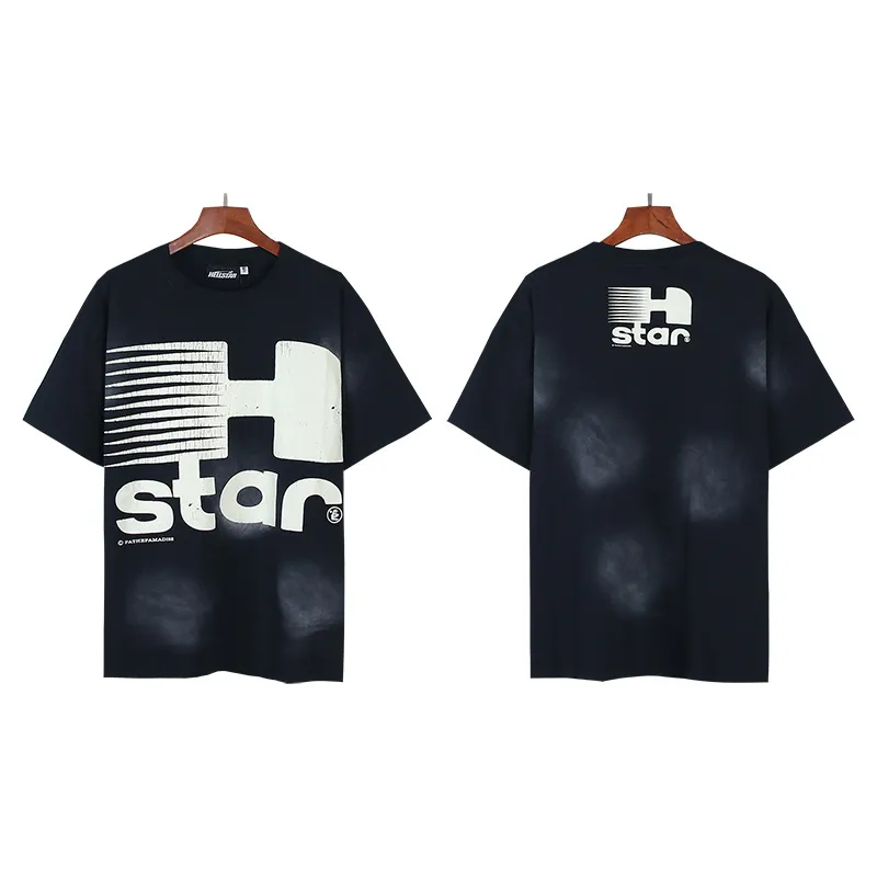 P126 Washed Black Real Shot Hellstar Hellstar Washed Retro Fashion Printed Short-Sleeved T-shirt Fabric: 250g 32 count fine cotton double yarn pure cotton Color: Washed Black Size: S M L XL
