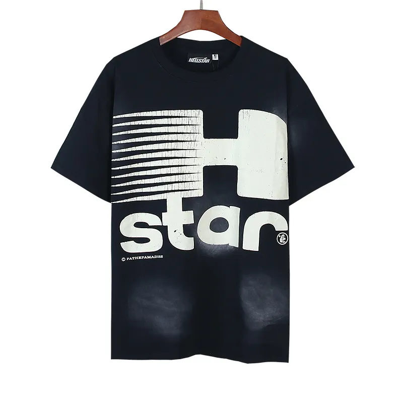 P126 Washed Black Real Shot Hellstar Hellstar Washed Retro Fashion Printed Short-Sleeved T-shirt Fabric: 250g 32 count fine cotton double yarn pure cotton Color: Washed Black Size: S M L XL