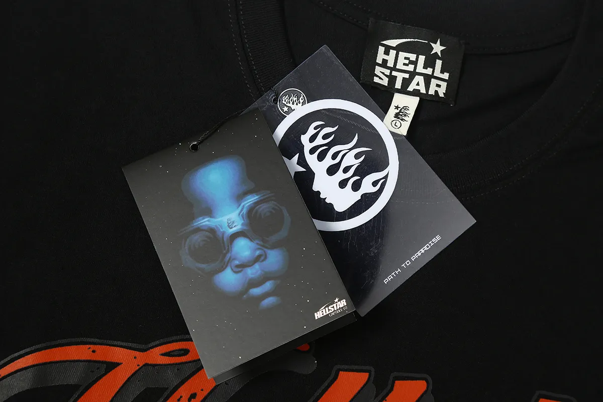 6608# P116 Hellstar short-sleeved Hellstar American fashion brand creative fun staring eyes printed high street retro T-shirt Color: White Black Apricot Code Number: S M L XL