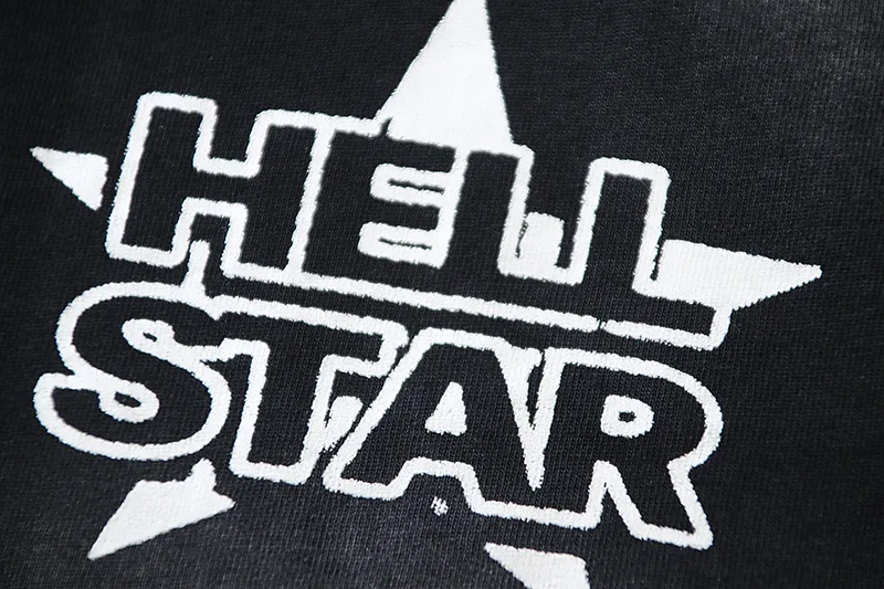 P130 6731#washed black Real shot Hellstar washed retro beauty trend printed short-sleeved T-shirt Fabric: 250g 32 count fine cotton double yarn pure cotton Color: washed black Size: S M L XL