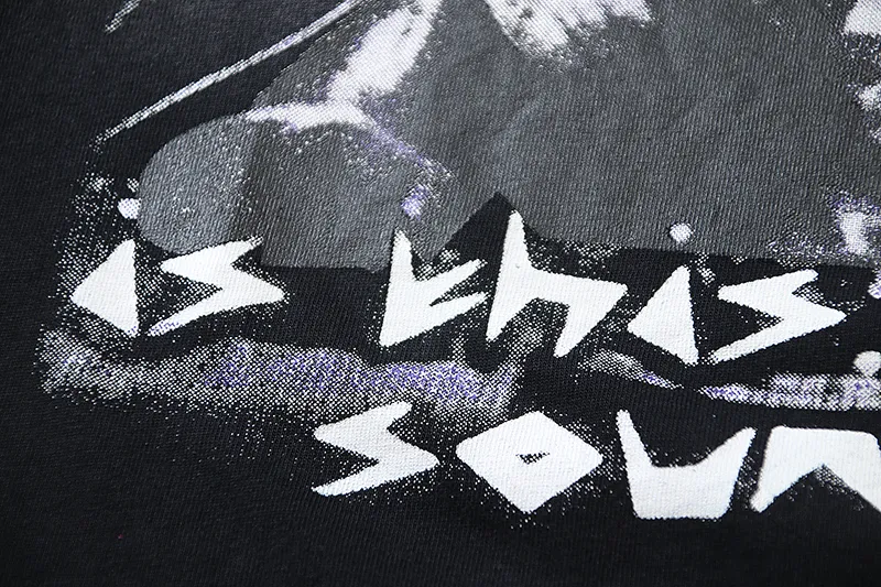 P130 6731#washed black Real shot Hellstar washed retro beauty trend printed short-sleeved T-shirt Fabric: 250g 32 count fine cotton double yarn pure cotton Color: washed black Size: S M L XL