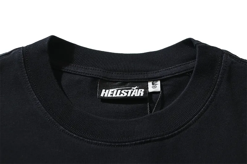 P130 6731#washed black Real shot Hellstar washed retro beauty trend printed short-sleeved T-shirt Fabric: 250g 32 count fine cotton double yarn pure cotton Color: washed black Size: S M L XL
