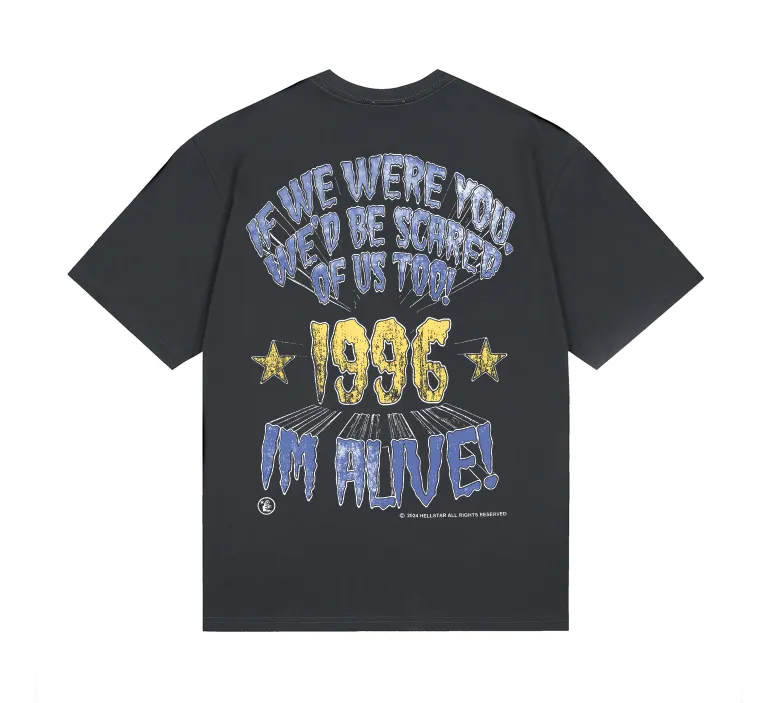 6784# P116 Hellstar American fashion high street pure cotton loose short-sleeved T-shirt Color: Black Gray White Size: S M L XL