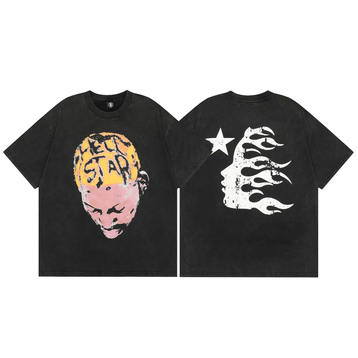 P134 Hellstar Rodman Tee short-sleeved T-shirt The new hot trendy Hellstar! Standard beauty and trendy workmanship, original customization (fabric, pattern, printing, hang tag, main mark, etc.), exaggerated style, explosive style, dare to break through tradition, bring adventurous new fashion experience!  YoungBoy, the most popular rapper in the youth circle, has shot a lot of models for him, and celebrities such as Dababy and Swae Lee frequently get dressed!   color: Vintage Black (washed black) size: S, M, L, XL