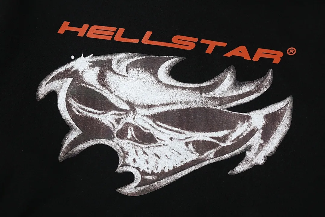 9909# P200 Ins American hip-hop trendy brand hellstar letter printed high street men and women loose hooded pullover sweatshirt Color: Black Size: S M L XL