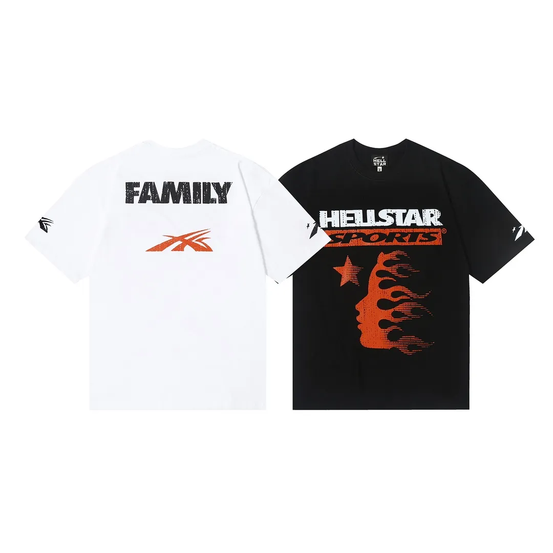 6637# P116 Hellstar American fashion high street pure cotton loose short-sleeved T-shirt Color: White Black Size: S M L XL