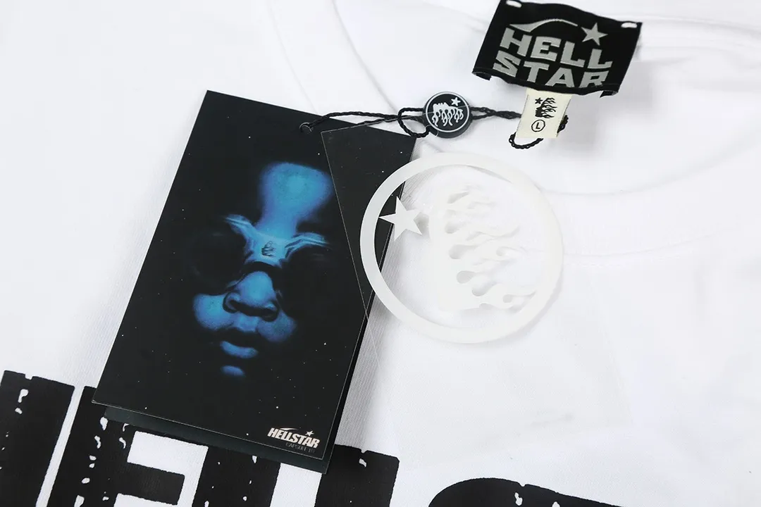 6637# P116 Hellstar American fashion high street pure cotton loose short-sleeved T-shirt Color: White Black Size: S M L XL